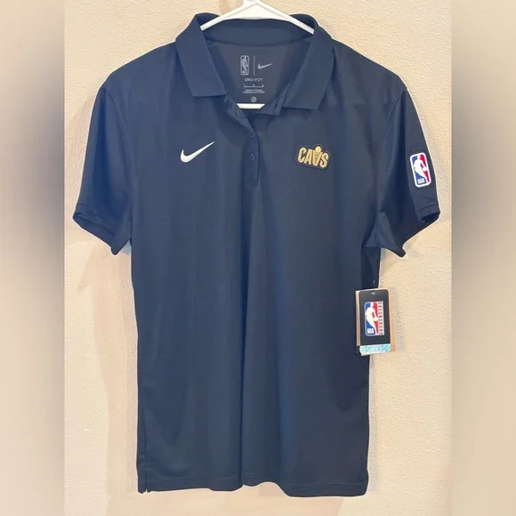 Nike Dri Fit Cleveland Cavaliers coaches Polo Shirt. Women’s Lg. Black. NWT! - Picture 1 of 15
